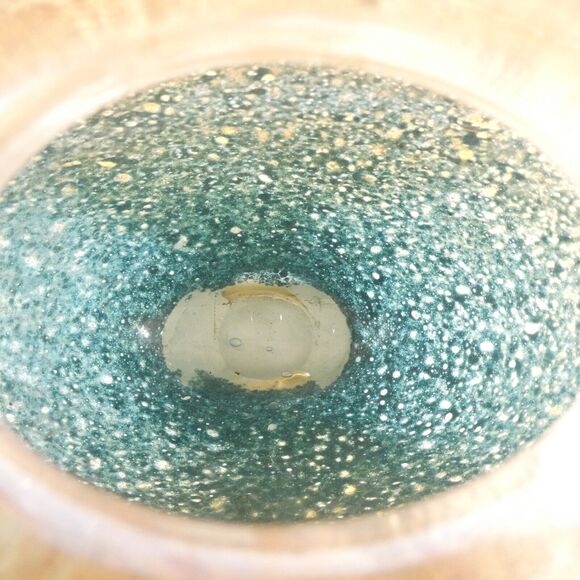 Art Glass Vase Thick Blown Glass Marigold Iridescent Textured - Picture 14 of 14